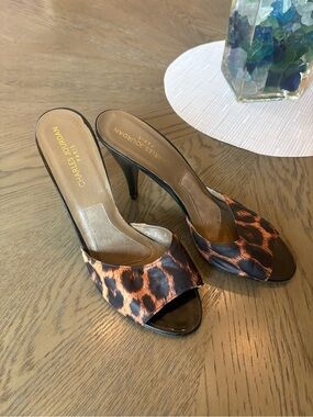 ❤️ Vintage Charles Jourdan Women’s Leopard Print Open-Toe Heels